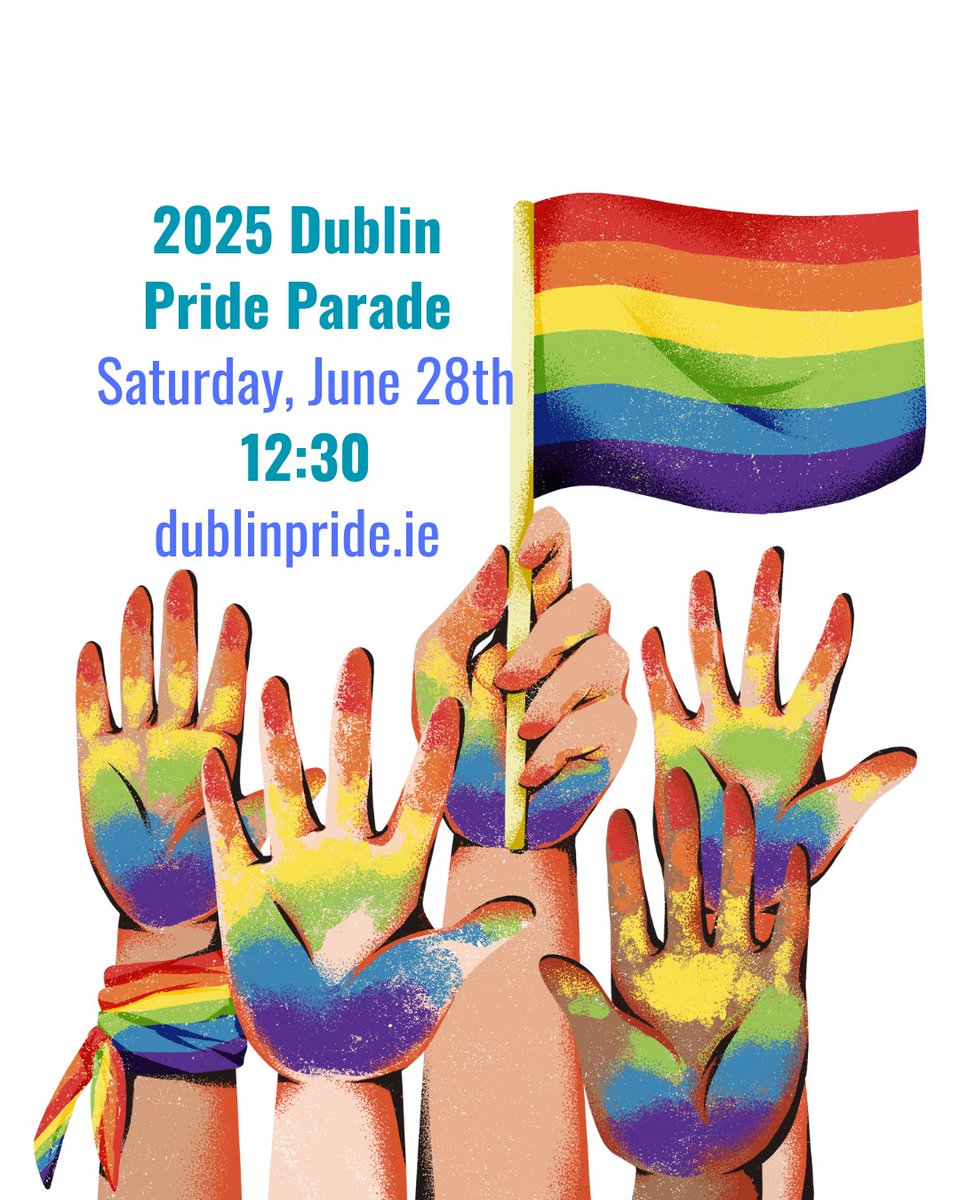 Happy Pride to everyone heading out for tomorrow's Dublin Pride Parade!

For more information and the schedule of events planned for the day, visit: dublinpride.ie/pride-2025/

#happypride #dublinpride #pride2025