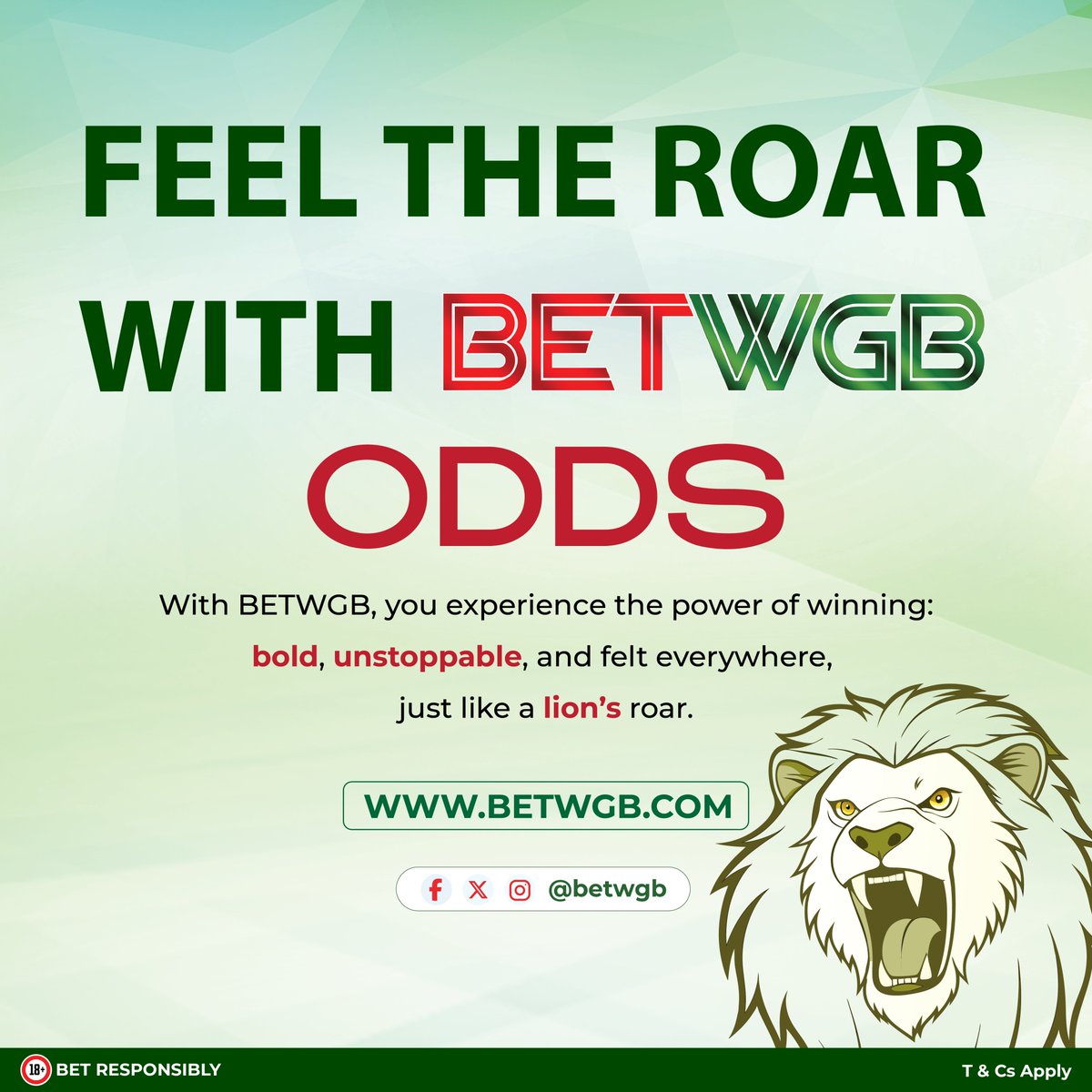 Betwgb's tweet photo. Play Confidently. Experience the Power of Great Odds.
Visit https://t.co/QHKoktxglv
Follow Betwgb
#betwgb #BETTING #bettingonline #bettingsports
#BestOdds #TopOdds #bettingodds #winbig #sportsodds #HighOdds #valuebets #oddson #gamblingodds #bookieodds https://t.co/AYHPWzZir0