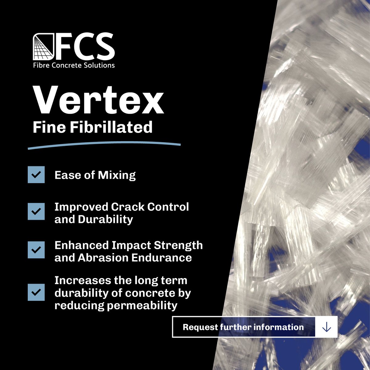 🔧 Enhance your concrete with Vertex Fine Fibrillated Fibres! Designed for semi-dry &amp; fine aggregate mixes:

✅ Crack control
✅ Durability
✅ Easy mixing
✅ Lower permeability

Great for screeds, renders, precast elements &amp; bagged mixes.
🔗 Read the blog: ll.ink/lIwDFM