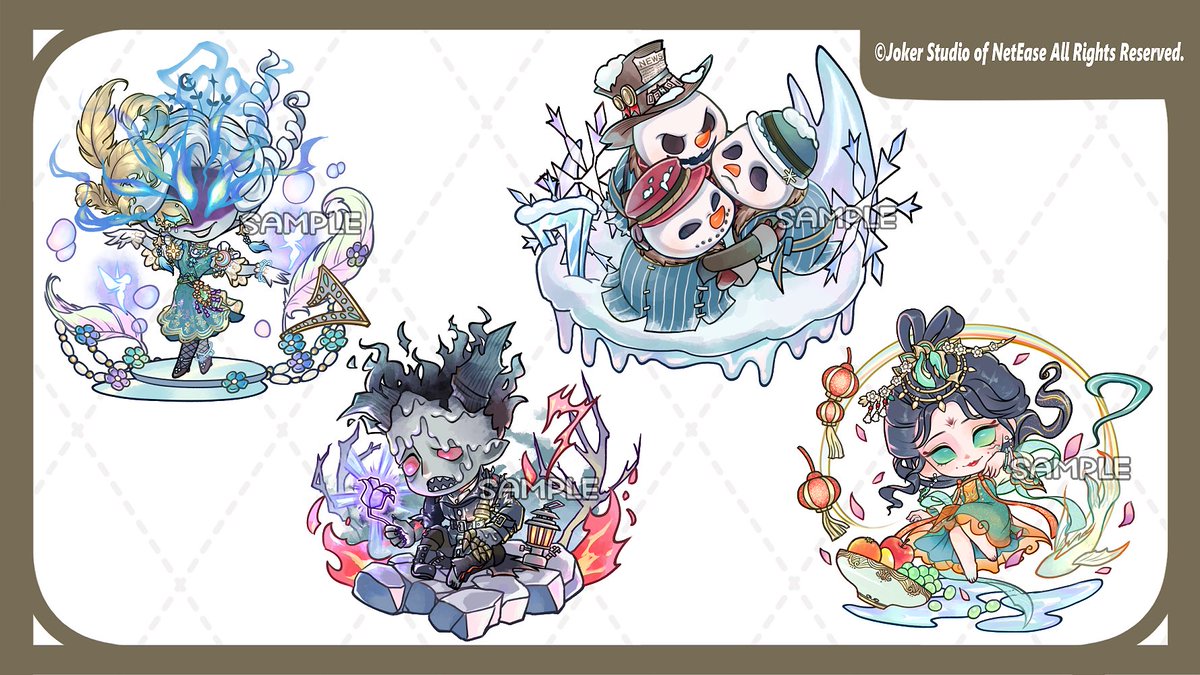 【work】
この度、“スイーツパラダイス×第五人格“7周年コラボカフェのミニキャライラストを担当させて頂きました🐹

キャラクターや衣装を大事に仕上げた１５体となります。
7周年に相応しいラインナップとなっておりますので、お食事、グッズ、装飾と共に、是非素敵な時間をお過ごし下さい🎂🎉