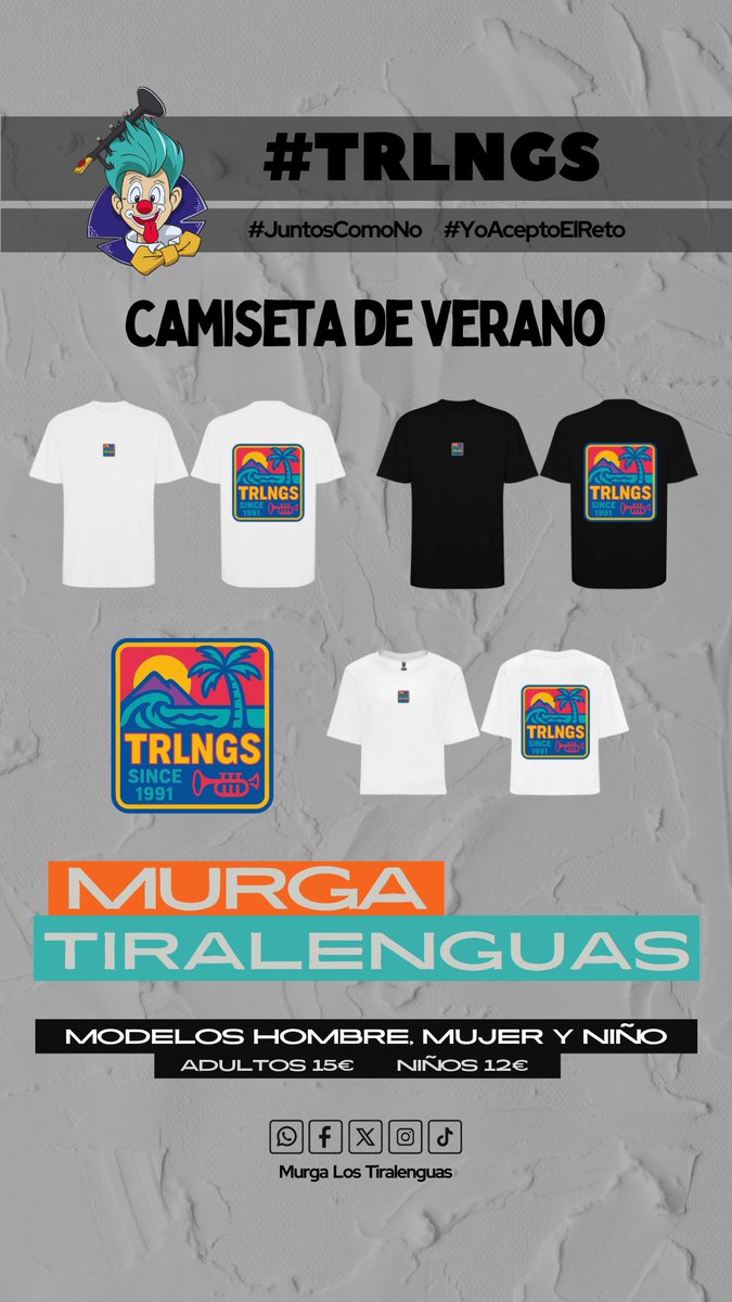 Tiralenguas Camiseta de Verano 👕☀️🏖️

Tenemos prenda para este verano 2025, les presentamos la camiseta que hemos preparado con un diseño muy veraniego. Una prenda oversize disponible en B&amp;N tanto para hombre, mujer y niño que podrás adquirir bajo pedido.

#JuntosComoNo #TRLNGS