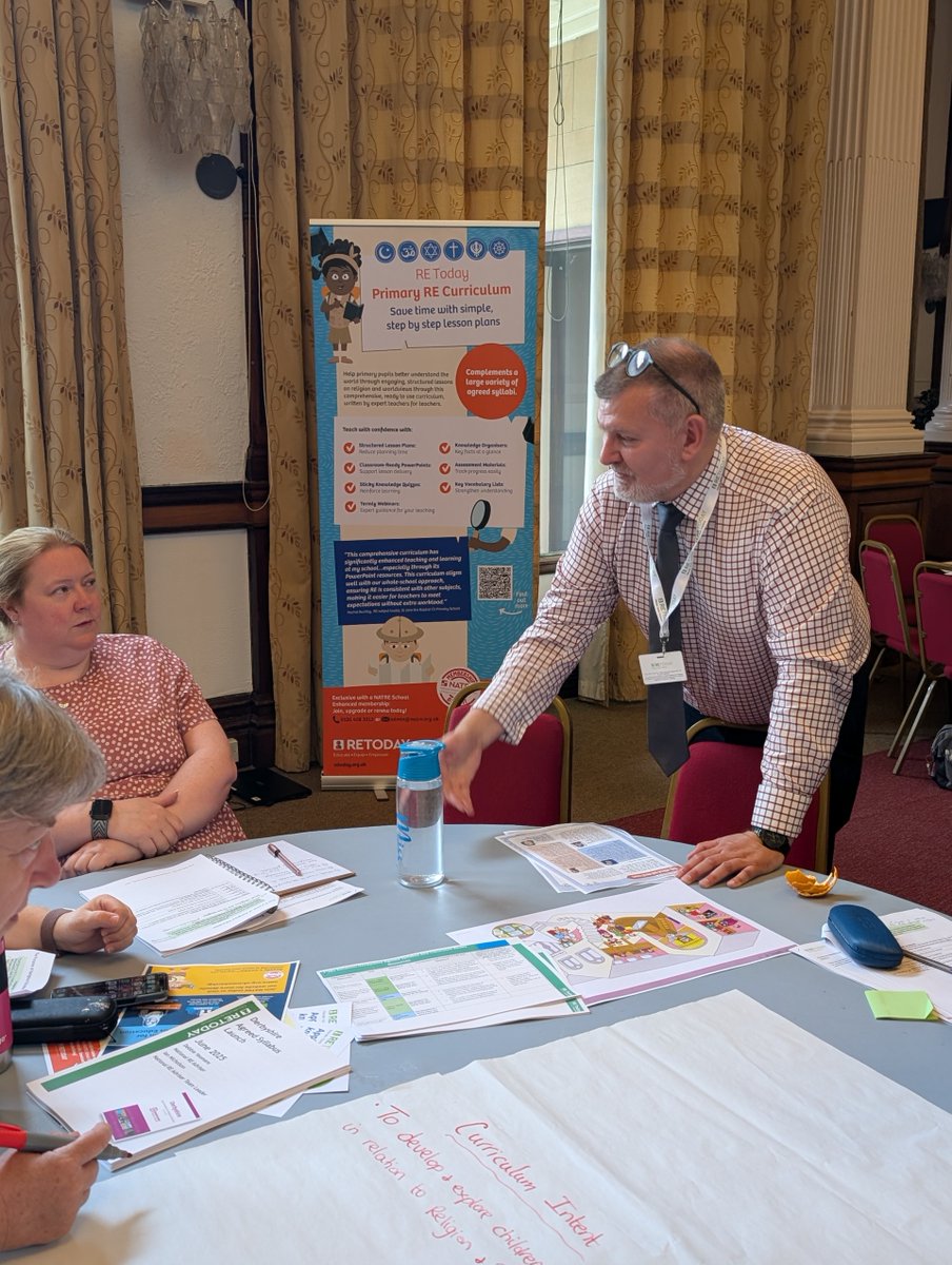 RE_Today's tweet photo. Busy morning already, with our National Advisers leading the day, teachers taking part in activities and teaching ideas, understanding how to use Primary RE Curriculum with the Agreed Syllabus and teachers exploring our resources on our stand. #PrimaryRE #RECurriculum https://t.co/T4NpRvXd2p