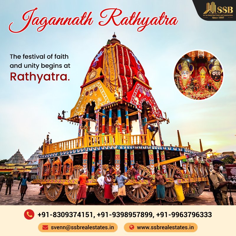 Celebrate the spirit of faith and unity at #JagannathRathYatra! 🛕✨ Join the divine festival with ssbrealestates.in.

📞 +91-8309374151, 939857899, 963796333

#FestivalOfFaith #Unity #SSBRealEstate #CulturalHeritage #RealEstate #RathYatra2025 #TelanganaRealEstate