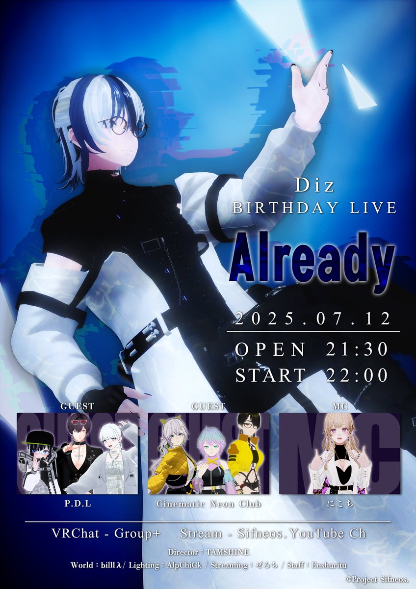 Sifneos. (@sifneosofficial) on Twitter photo ∣
7/12 22:00 - Group+
────────────
Diz BIRTHDAY LIVE
Already
❘❙ GUEST
PROJECT P.D.L (<a href="/projectPDL/">🌐 PROJECT P.D.L|VR Music Unit</a>)
Cinematic Neon Club (<a href="/cnclub_vr/">Cinematic Neon Club 🎞️⚡️</a>)
ㆍ
𓇸
𓂂
#Sifneos.
#HBDDiz2025
#VRChat ∣
7/12 22:00 - Group+
────────────
Diz BIRTHDAY LIVE
Already
❘❙ GUEST
PROJECT P.D.L (<a href="/projectPDL/">🌐 PROJECT P.D.L|VR Music Unit</a>)
Cinematic Neon Club (<a href="/cnclub_vr/">Cinematic Neon Club 🎞️⚡️</a>)
ㆍ
𓇸
𓂂
#Sifneos.
#HBDDiz2025
#VRChat