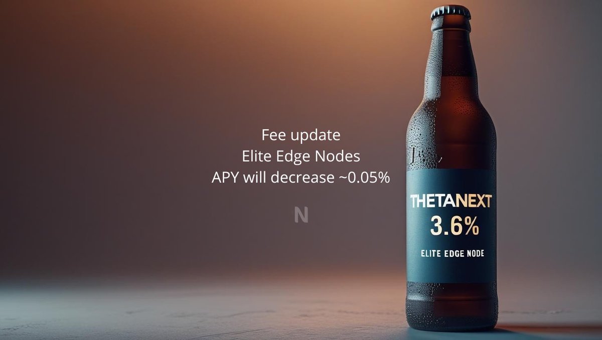 thetanext's tweet image. ThetaNext will adjust the staking fee from 3.0% to 3.6%.
This results in a slight APY reduction of about 0.05%.
The change supports ongoing improvements in:
Performance, Stability and Tooling
We remain committed to transparency, reliability, and long-term value to our community.