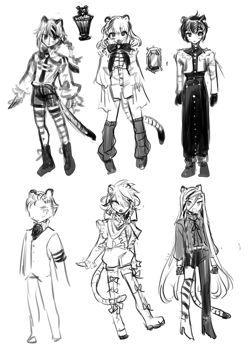 mikeee_ko's tweet photo. 今は“戒め”としているラフの消化をしており
いつぞやの虎ちゃんたちを描き進めています🐅
←進捗　過去→ https://t.co/MDeKerOkZU