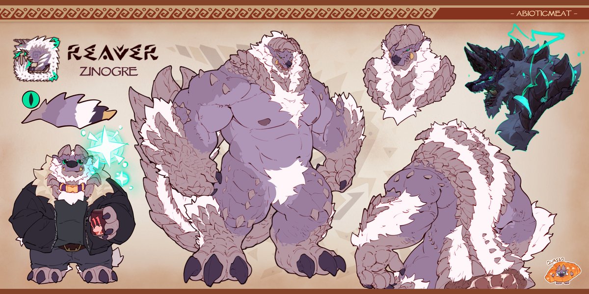 🥐🥐 Zinogre Reference Sheet for <a href="/Reaver_Barkana/">Reaver but quasso⚡️🥐</a> !!

Made with hunter love! 🍖✨