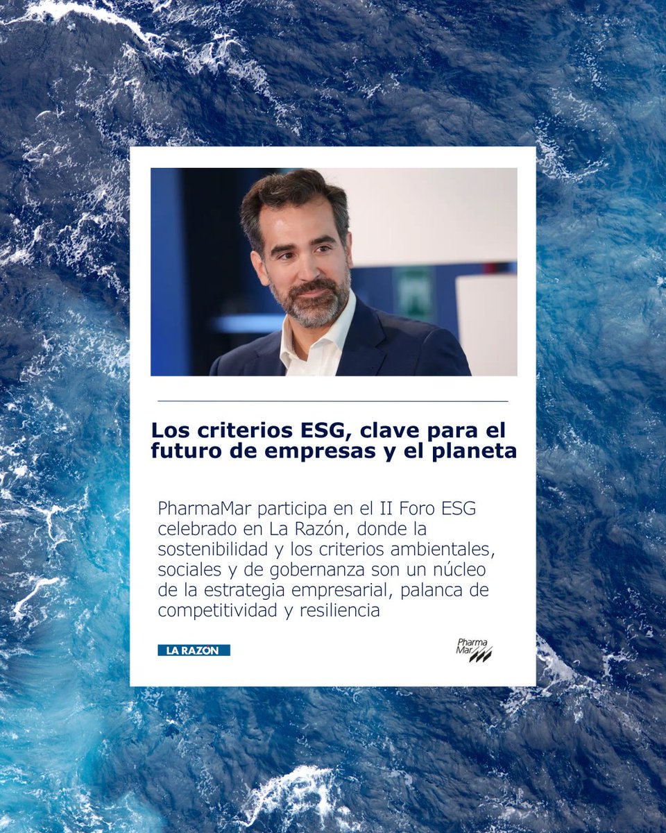 PhrmMar's tweet image. 🗣"Todo comienza en el mar. Es fundamental el respeto estricto a la biodiversidad marina y sus ecosistemas".
En PharmaMar tenemos claro que la sostenibilidad no es una opción, sino un compromiso con el futuro. En el marco del II Foro ESG, organizado por @larazon_es, nuestro…