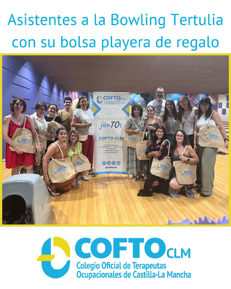 No podemos pasar por alto un detalle que alegró aún más la jornada de ayer: todos los asistentes a la "Bowling Tertulia" se llevaron su bolsa playera de regalo. Un obsequio útil, veraniego y perfecto para presumir de espíritu COFTOCLM allá donde vayan. 🌞🏖️