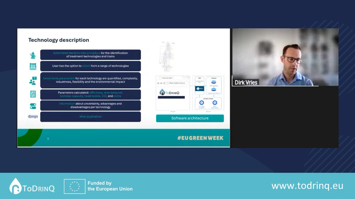 ToDrinQ 🇪🇺 (@todrinq_eu) on Twitter photo Great insights from the <a href="/ZeroPollut23533/">ZeroPollution4water Cluster</a> Cluster's #EUGreenWeek event!
📣Dirk Vries (KWR) presented the <a href="/ToDrinQ_eu/">ToDrinQ 🇪🇺</a> tool helping #water utilities design resilient #DrinkingWater Treatment Plants by analysing costs, tech, & CO₂ footprint.
Click here👉todrinq.eu/todrinq-tool-f… Great insights from the <a href="/ZeroPollut23533/">ZeroPollution4water Cluster</a> Cluster's #EUGreenWeek event!
📣Dirk Vries (KWR) presented the <a href="/ToDrinQ_eu/">ToDrinQ 🇪🇺</a> tool helping #water utilities design resilient #DrinkingWater Treatment Plants by analysing costs, tech, & CO₂ footprint.
Click here👉todrinq.eu/todrinq-tool-f…