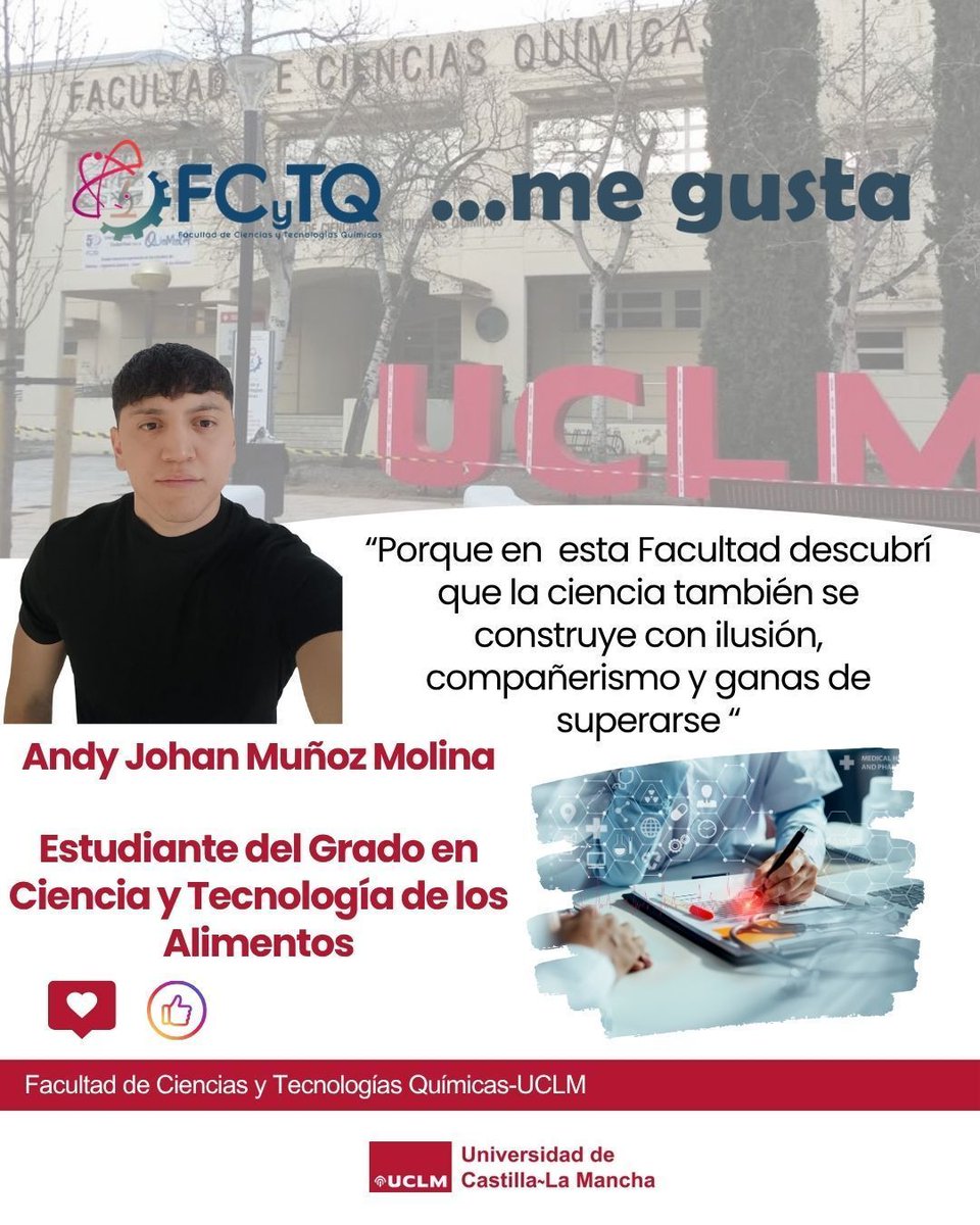 ¿Por qué me gusta la FCyTQ? 👍

En Ciudad Real, en Castilla-La Mancha
#Química #IngenieríaQuímica #Alimentos #CTA