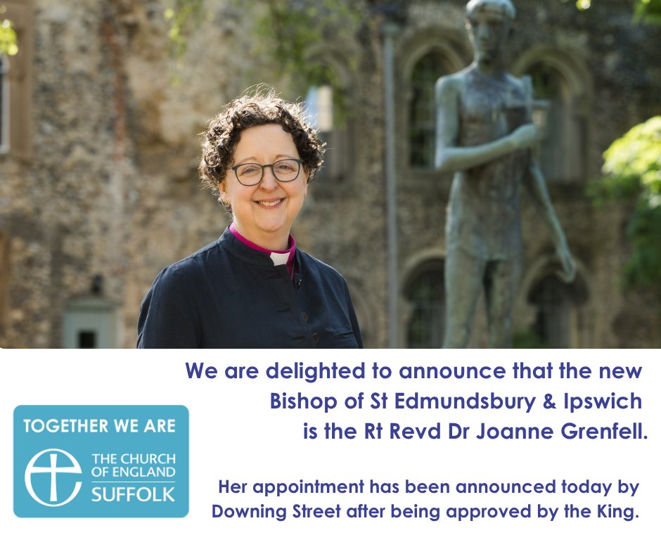 We are delighted to announce that the new Bishop of St Edmundsbury &amp; Ipswich is the Rt Revd Dr Joanne Grenfell!

cofesuffolk.org/news/new-bisho…