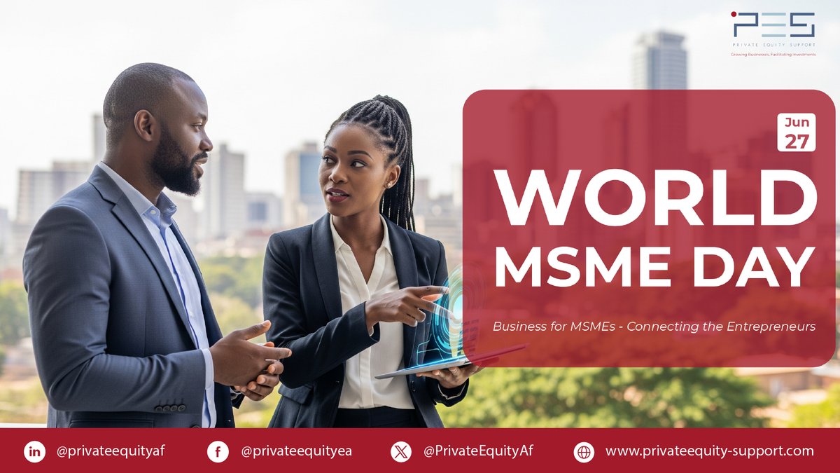 PrivateEquityAF's tweet photo. Happy World MSME Day! 

Today, we celebrate the backbone of Africa's economy - Micro, Small &amp; Medium Enterprises that drive innovation, create jobs, and transform communities across Sub-Saharan Africa!

#WorldMSMEDay #GrowWithPES #TechPowerSMEs https://t.co/6LcXIWLJON