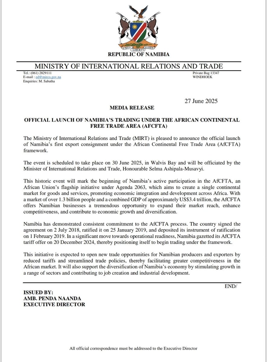 Ministry of International Relations & Trade (@mirt_namibia) on Twitter photo 