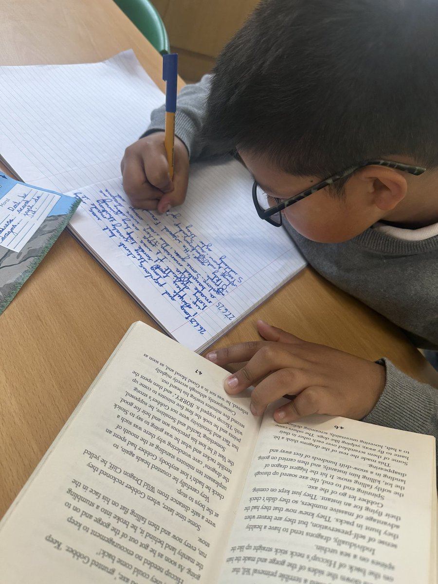 Our Year 4 children are busy writing their narratives inspired by their key text, How to Train a Dragon 🐉 They are focussing on using similes and metaphors to bring their stories to life. #ccwriting