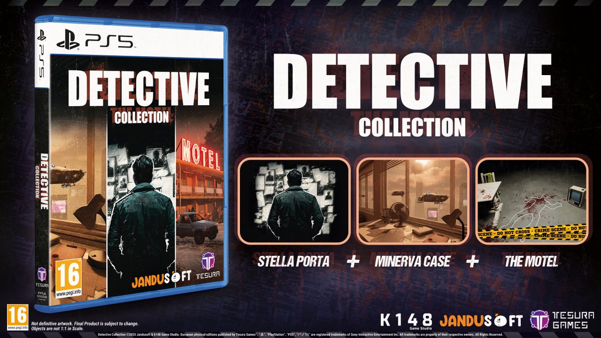 TesuraGames's tweet photo. Become an experienced detective and solve the most complicated cases in #DetectiveCollection 🔍, available NOW!

Three games on one disc:
🌟 Stella Porta Case
📘 Minerva Case
🛎️ The Motel

Grab a pencil and your copy!
✍️ https://t.co/MiBhlQkQMO

@JanduSoft @K148_GS https://t.co/h6HhM9HEqD