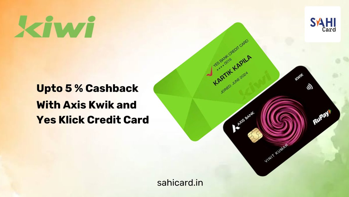 SahiCards's tweet photo. Apply Kiwi Axis, Yes Bank RuPay Credit Card – A Virtual UPI Card! 💳✨

Apply now: https://t.co/CdRXND0Vft

• No Joining &amp; Annual Fees
• 2 EDGE Points per ₹200 spent
• 1% fuel surcharge waiver (₹400-₹4000)
• Use for UPI transactions via Kiwi app
• Instant virtual card https://t.co/0qbaf4ozGv