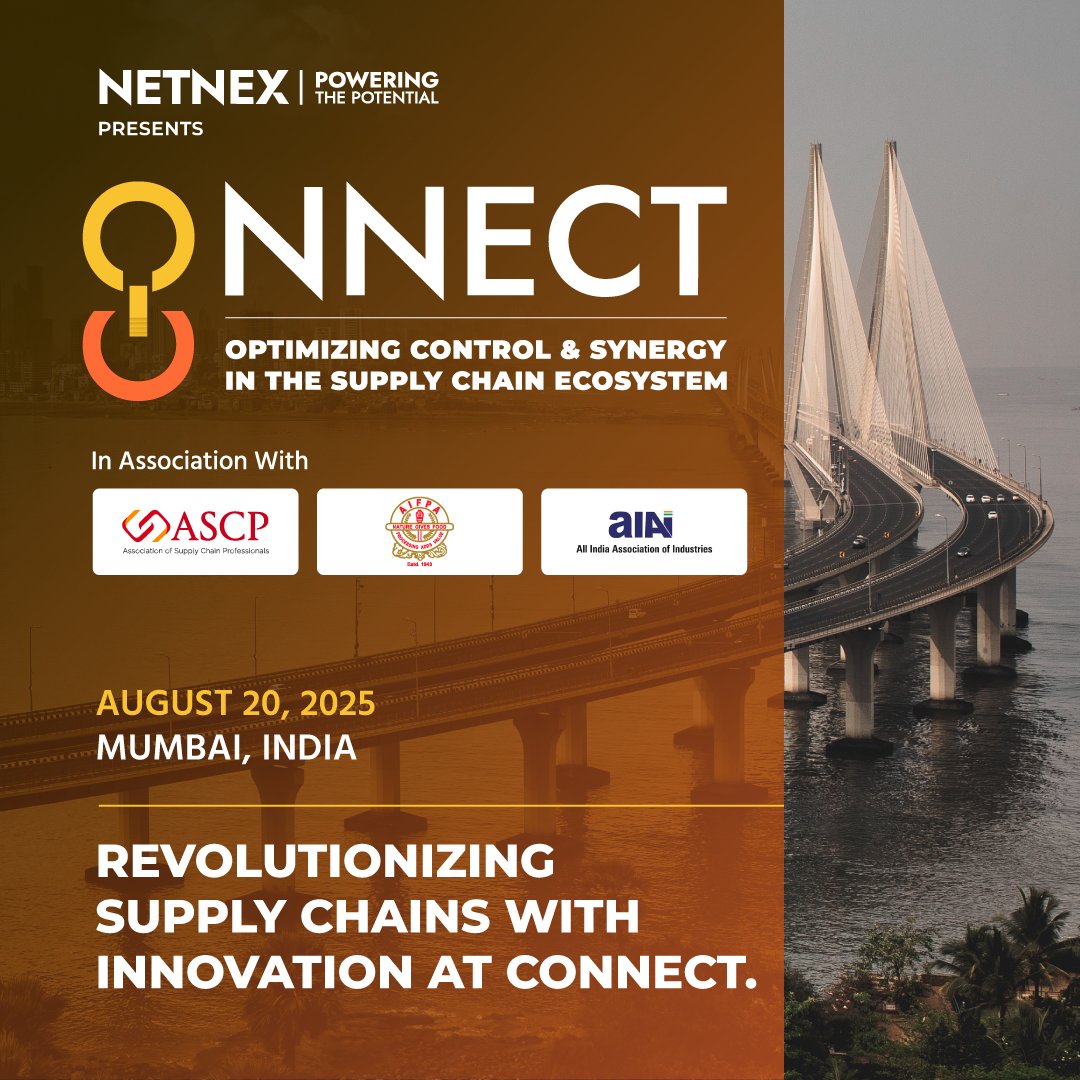 REVOLUTIONIZING SUPPLY CHAINS WITH INNOVATION AT CONNECT

Explore how AI, automation, and digital twins are transforming the supply chain landscape.

Enquiry link: zfrmz.in/VDD04j2Ju8gN0L…
August 20th, 2025 | Mumbai, India

#CONNECT2025 #SupplyChain #Innovation #NetNex
