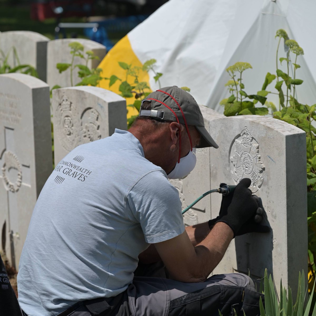 CWGC's tweet image. Our colleagues at work 📍 Bailleul Communal cemetery extension in France.