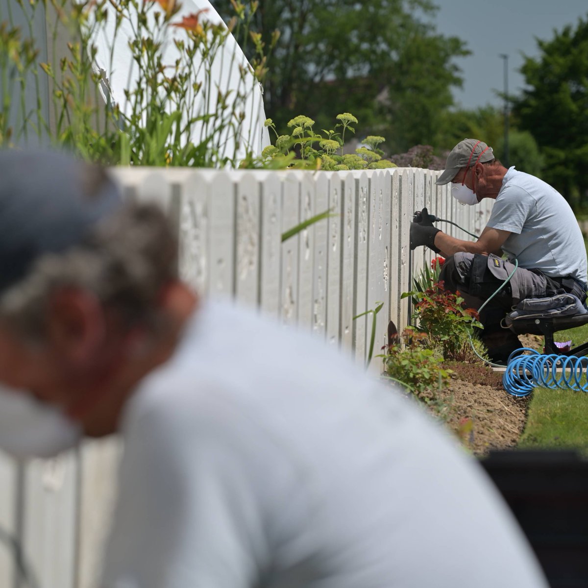 CWGC's tweet image. Our colleagues at work 📍 Bailleul Communal cemetery extension in France.