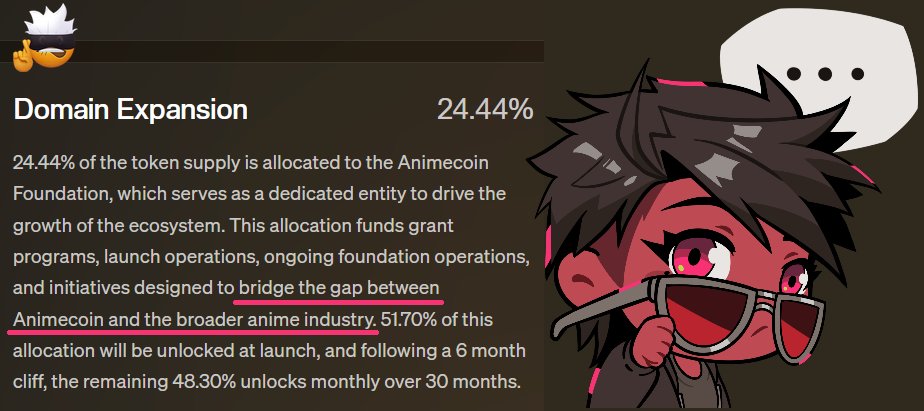 mazh_lycan's tweet image. Fun fact, $ANIME Domain Expansion tokens unlock 6 months post TGE, coinciding with July 23, coinciding after Anime Expo in LA
It says Domain Expansion "bridge the gap between Animecoin and the broader anime industry"
Perfectly aligned with Azuki going to a big web2 anime event