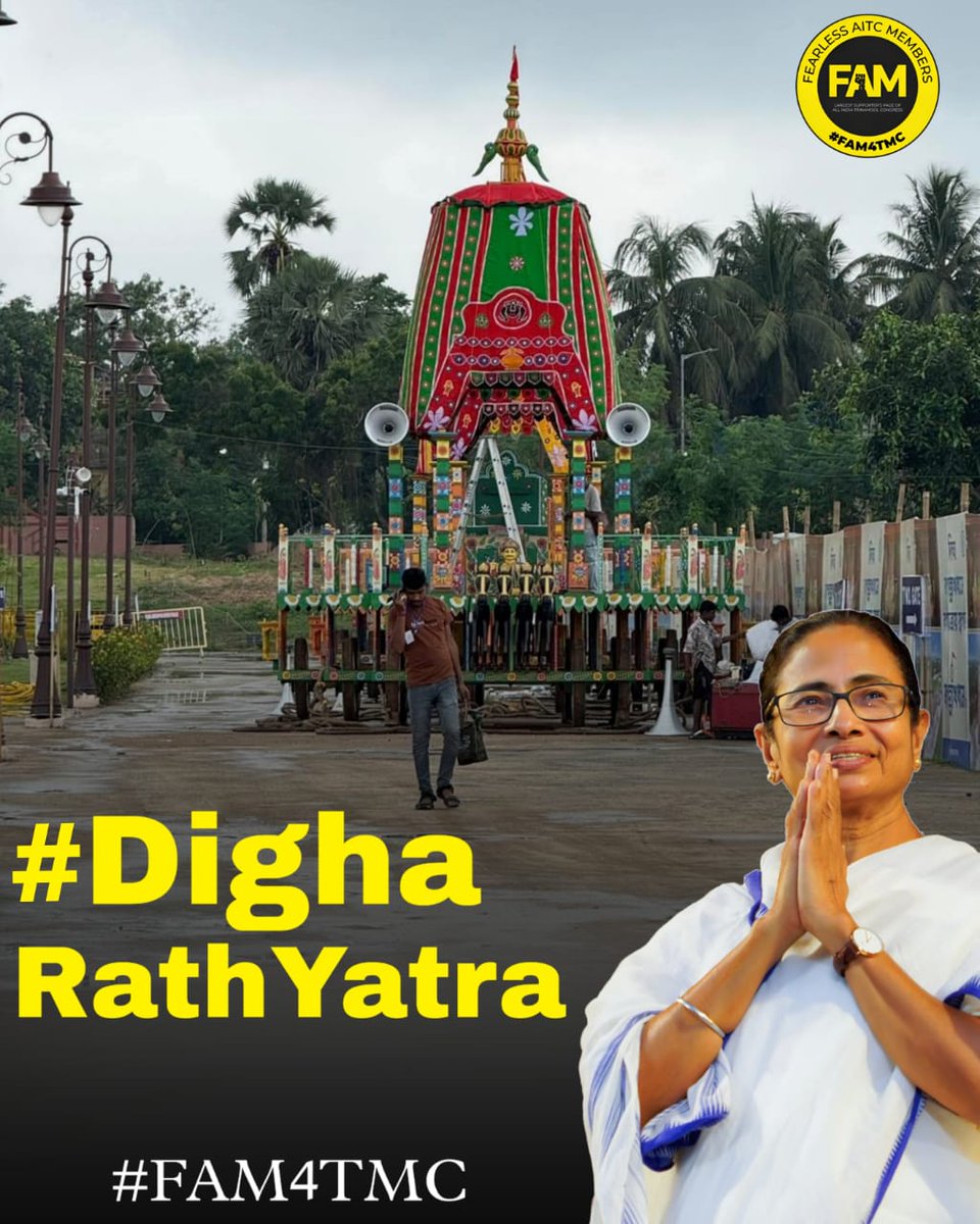 MosiburStar's tweet photo. Mamata Banerjee leads us with pride as Digha’s Rath Yatra begins… a moment of unity and faith! #DighaRathYatra
#FAM4TMC https://t.co/Zc0K3vcA1u