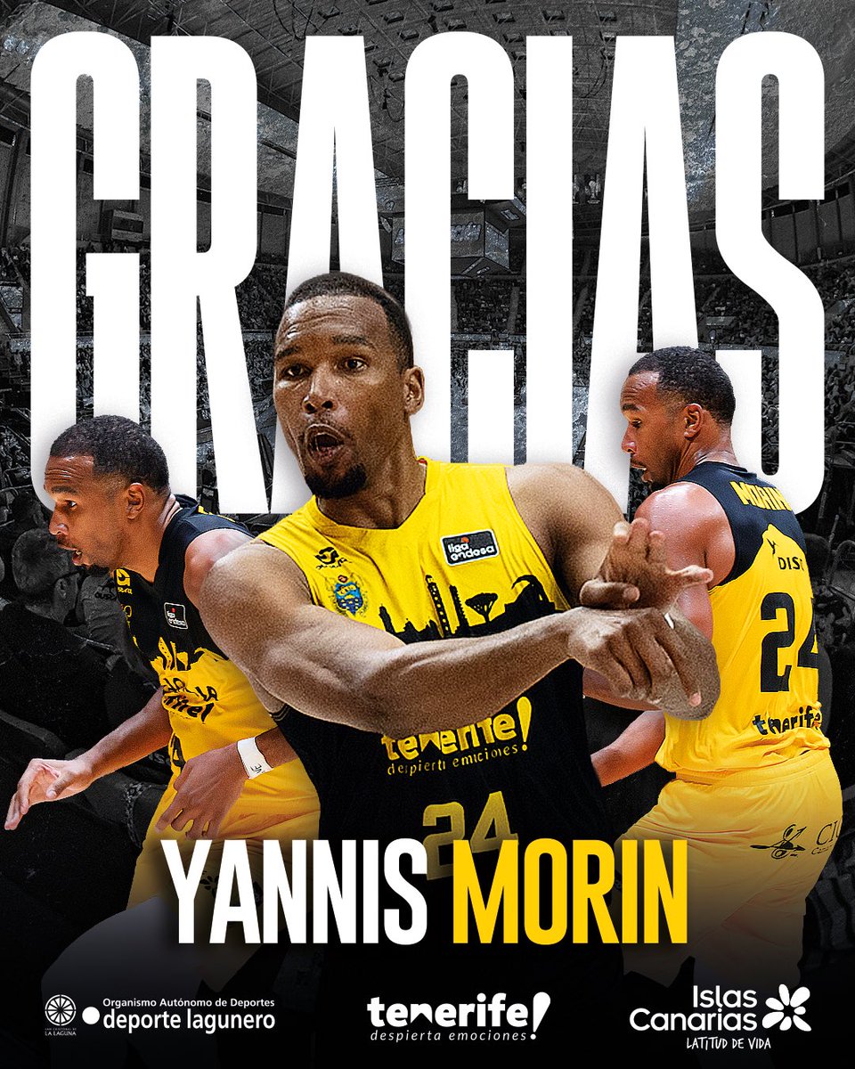 OFICIAL | <a href="/YannisMorin/">Morin Yannis</a> finaliza su vinculación con La Laguna Tenerife y no continuará la próxima temporada ➡️ t.ly/OM6Vj

GRACIAS, Yannis. Te deseamos lo mejor en tus próximos retos 🤝

💛🖤 #VamosCanarias