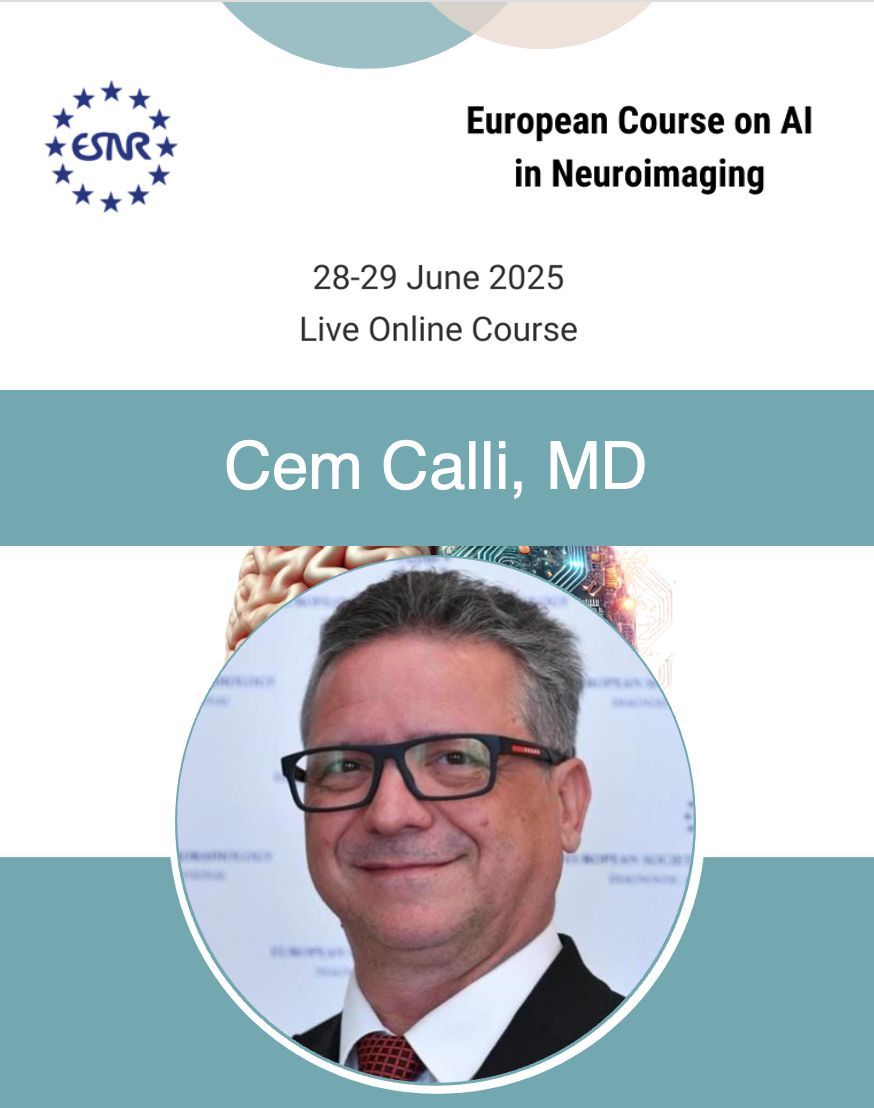 ESNRad's tweet image. ESNR #AI Course: meet the faculty!
Professor Cem Calli, MD – Chief of Neuroradiology, Ege University, Izmir
Register here: buff.ly/ouFL3J7
#EmergencyImaging #AI #Neuroradiology #ESNR