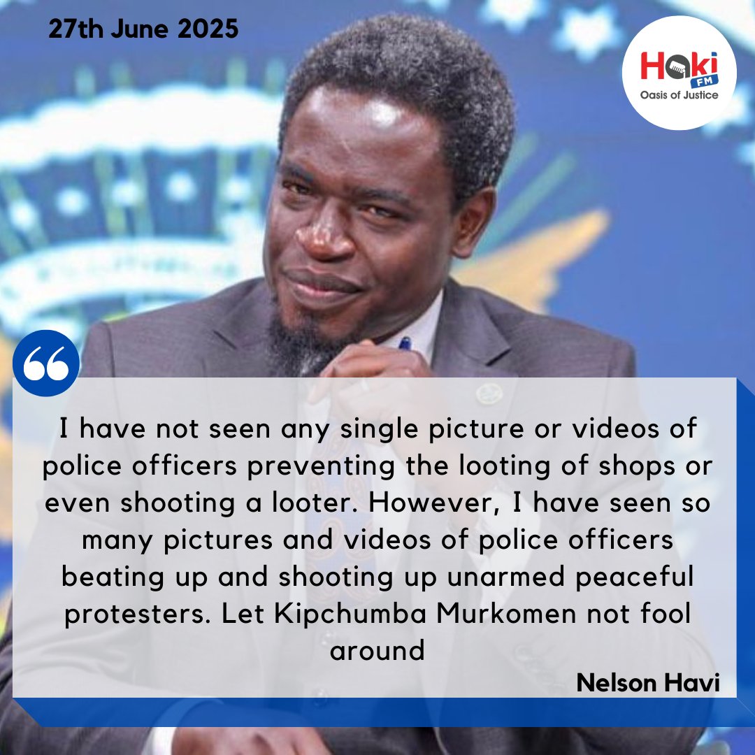 HAKIFM1's tweet photo. I have not seen any single picture or videos of police officers preventing the looting of shops or even shooting a looter. However, I have seen so many pictures and videos of police officers beating up and shooting up unarmed peaceful protesters - Nelson Havi #Kenyaprotests #Aoko https://t.co/Jx0lBO9ODl