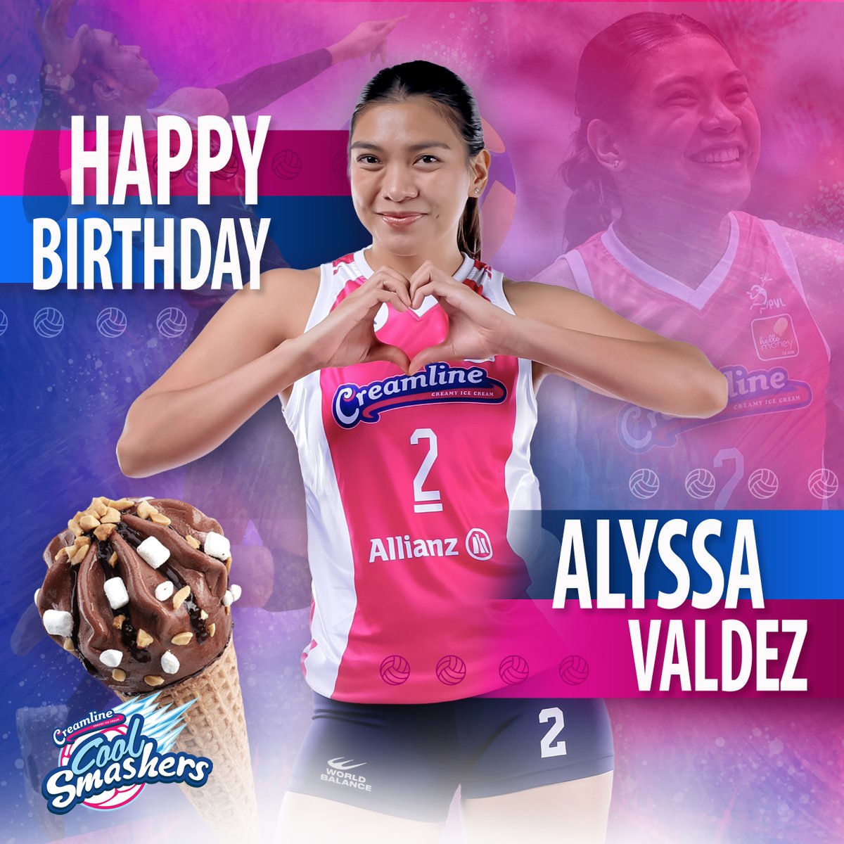Creamline Cool Smashers (@coolsmashers) on Twitter photo Itβs a PHENOMENAL day! π
Dahil birthday ng nag-iisang PHENOM β Alyssa Valdez (<a href="/AlyssaValdez2/">Alyssa Valdez</a>)! ππ
Your Creamline fam is cheering loud, dancing proud, and sending you all the good vibes today! πβ¨ Itβs a PHENOMENAL day! π
Dahil birthday ng nag-iisang PHENOM β Alyssa Valdez (<a href="/AlyssaValdez2/">Alyssa Valdez</a>)! ππ
Your Creamline fam is cheering loud, dancing proud, and sending you all the good vibes today! πβ¨