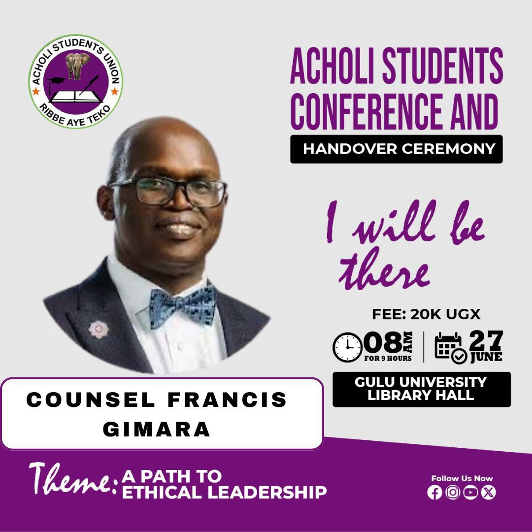 We need ethical leaders  much more than before,  and happy to be part of the conversation today at the Acholi Students conference. I will share with them how the choice of leading with integrity has helped me as a leader to serve with dignity in all my leadership positions. Will