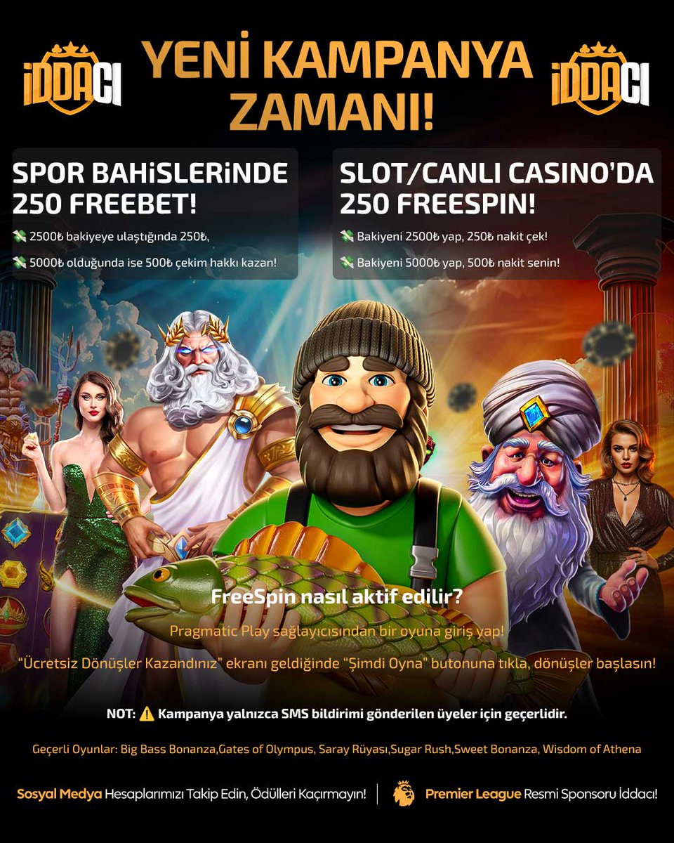 🎉 YENİ KAMPANYA!

Casino’da: 250 FreeSpin! 💸

2500₺ bakiye → 250₺ nakit
5000₺ bakiye → 500₺ nakit

🏟 Spor’da: 250 FreeBet! 💰

2500₺ → 250₺ çekim
5000₺ → 500₺ çekim

🎮 FreeSpin Oyunlar

Big Bass Bonanza
Gates of Olympus
Sugar Rush
Sweet Bonanza
Wisdom of Athena