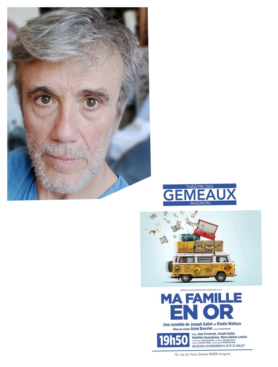 Au @Festivald'Avignon du 5  au 26 juillet à 19h50 dans Ma famille en or au #theatre  des Gémeaux -Avignon!!
Bon festival à tous et toutes 🤞🍀🌟🌞