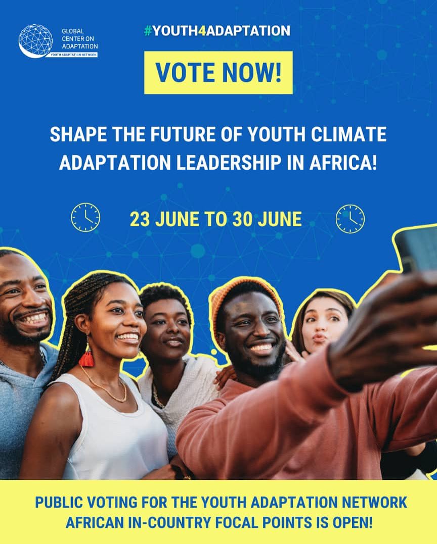 Dear friends, 
Let’s VOTE Uganda 🇺🇬
*Corresponding No.4*. gca.org/african-yan/

#YouthGoGreen 
#Youth4Adaptation 

<a href="/dickens_ochero/">Ochero Dickenz</a>