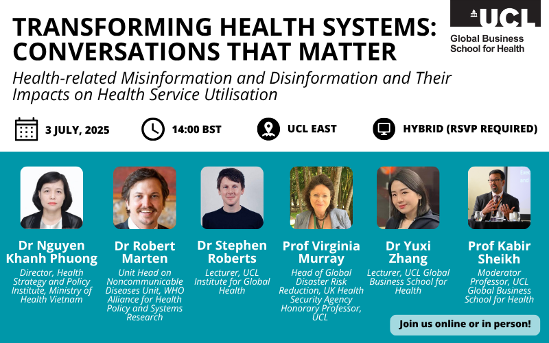 dadasara3's tweet image. 🚨 Event Alert!
📅Thursday, 3 July at 2pm BST
Health-related Misinformation & Disinformation and their impacts on health service utilisation
Join in person ➡️tinyurl.com/GBSH-in-person
Join on Zoom➡️ucl.zoom.us/webinar/regist…
#GlobalHealth #HealthPolicy #UCL
