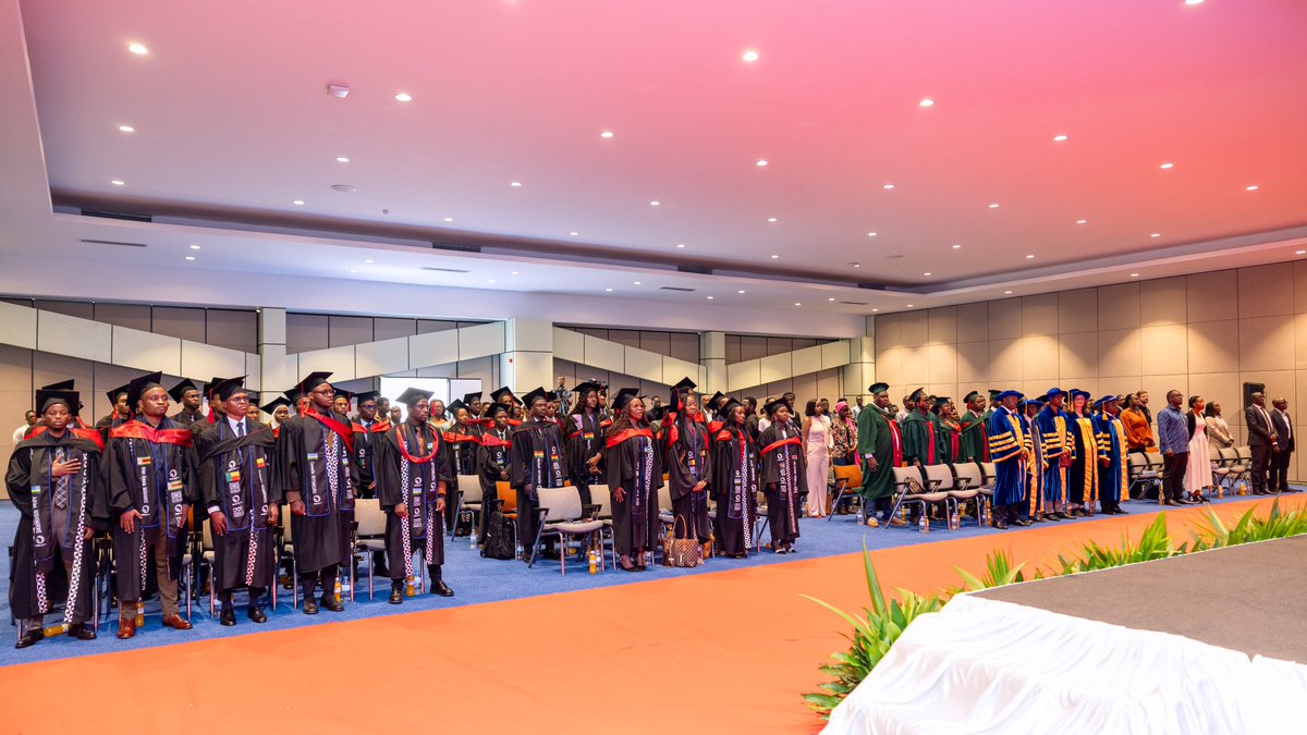 Rwanda_Edu's tweet photo. This morning, the Minister of State, @ClaudetteIrere , joined @AIMS_Rwanda  to celebrate the 2024/2025 graduating cohort. Representing 14 African countries, 44 brilliant graduates—including 16 remarkable women—have completed their Master’s in Mathematical Sciences. Their journey reflects the promise of a continent driven by talent, knowledge, and determination.