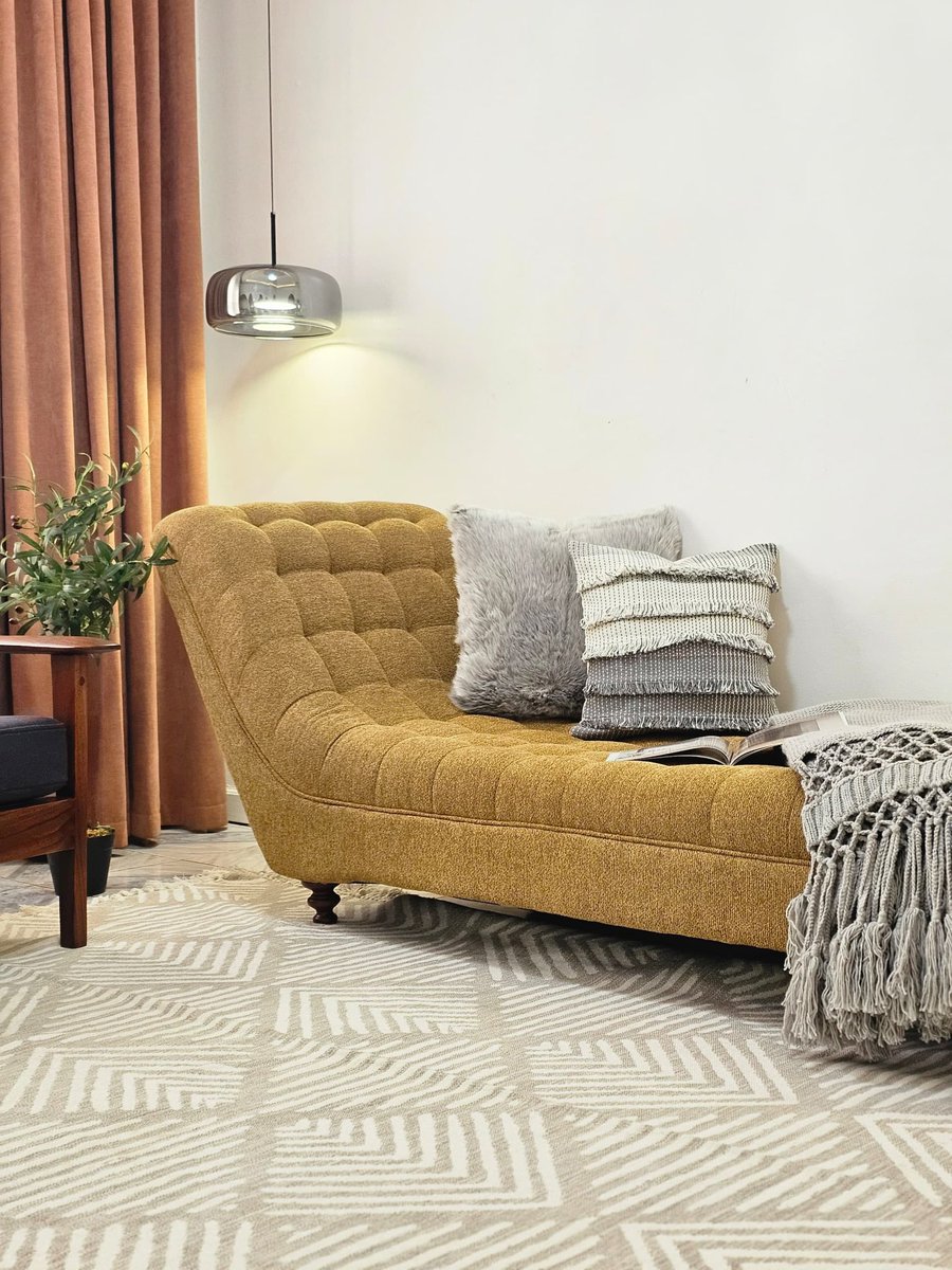 ModernLivingEA's tweet photo. Add a pop of sunshine to your space with our mustard yellow chaise lounge ☀️✨
Perfect for cozy corners and lazy reads. Now available in our showroom.
Proudly made in Uganda. #BUBU #ModernLivingEA https://t.co/uccPifUOE8
