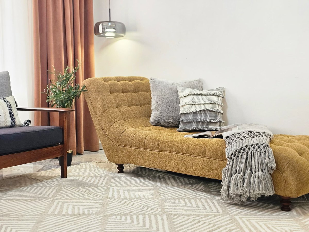 ModernLivingEA's tweet photo. Add a pop of sunshine to your space with our mustard yellow chaise lounge ☀️✨
Perfect for cozy corners and lazy reads. Now available in our showroom.
Proudly made in Uganda. #BUBU #ModernLivingEA https://t.co/uccPifUOE8