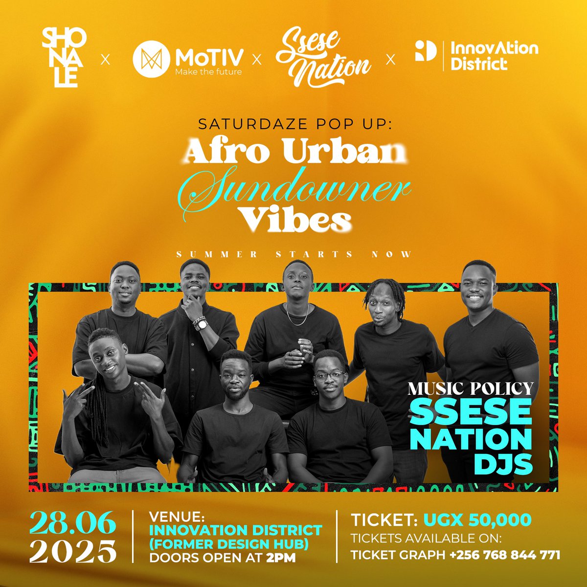 MotivUG's tweet image. Saturdaze Pop Up: Afro Urban Sundowners is going down TOMORROW!
It’s the ultimate summer collab by MoTIV, @shorts_na_lessu , @SseseNation , and @InnovaDistrict — pulling up at the Innovation District (former Design Hub) from 2PM till late.
Expect vibes, fashion, music, and the…