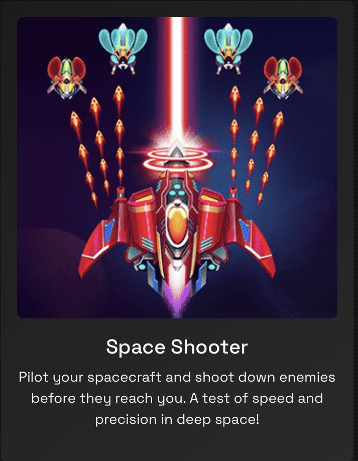 DanielP51437086's tweet photo. Just played Erion’s Space Shooter—fast, fun, and intense! 🚀💥
Destroy obstacles, protect your ship, and win $ERN.
Runs smoothly in Telegram with no extra apps. Pure play-to-earn fun!

https://t.co/PszbJAq6ri
Play Game @ https://t.co/VHoT07x8ux https://t.co/aYEFpOGxny