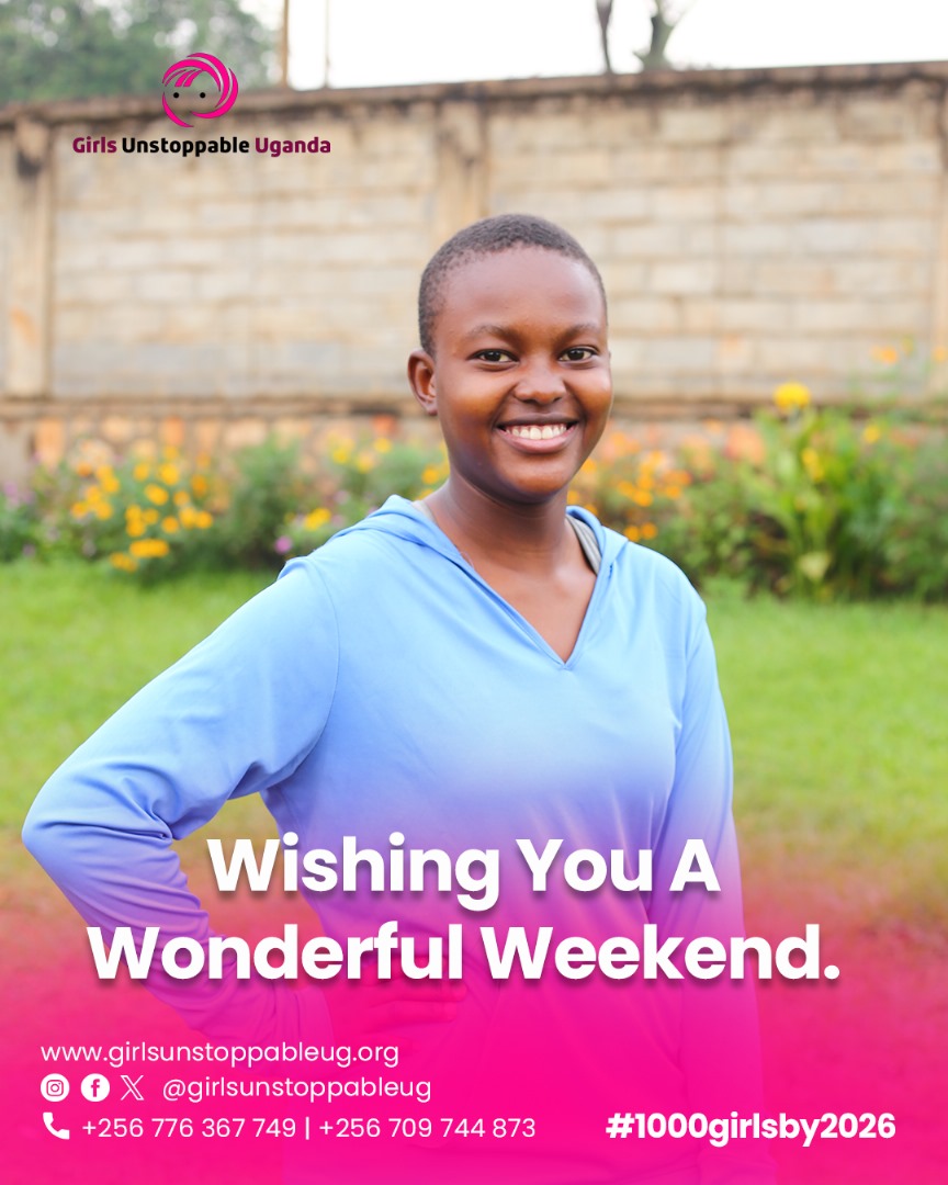 A smile is the best way to start the weekend! 😊💖 

Wishing you joy, rest, and moments that warm your heart. Let’s keep empowering girls and transforming lives together! 💪🏽🌍

📞 +256 776 367 749 | +256 709 744 873
🌐 girlsunstoppableug.org
#EmpoweringGirlsForImpact