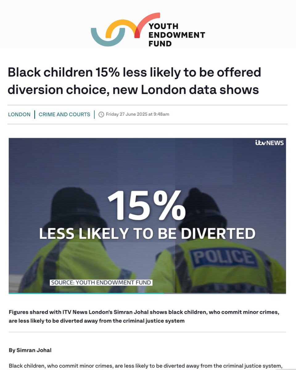Yesterday, <a href="/itvnews/">ITV News</a> London covered our latest findings on the impact of diversion from the criminal justice system.

They also visited United Borders who shared personal experiences from their mentors, and the importance of steering young people away from violence.

"By diverting