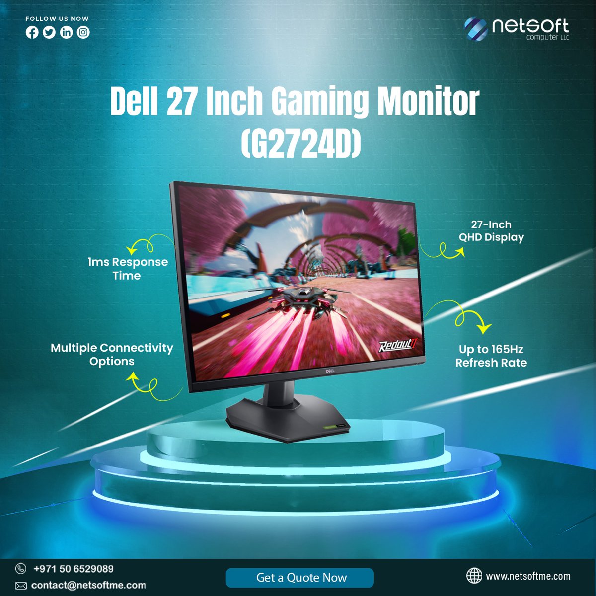 NetsoftComputer's tweet image. Dell G2724D 27-Inch Gaming Monitor
✅ 27-Inch QHD Display
✅ 165Hz Refresh Rate
✅ 1ms Response Time
✅ Multiple Connectivity Options
📞 +971 50 6529089
#NetsoftComputerLLC #gamingmonitor #Monitor #flatgamingmonitor #DesktopComputer #Dell #flatmonitor #DellGamingMonitor