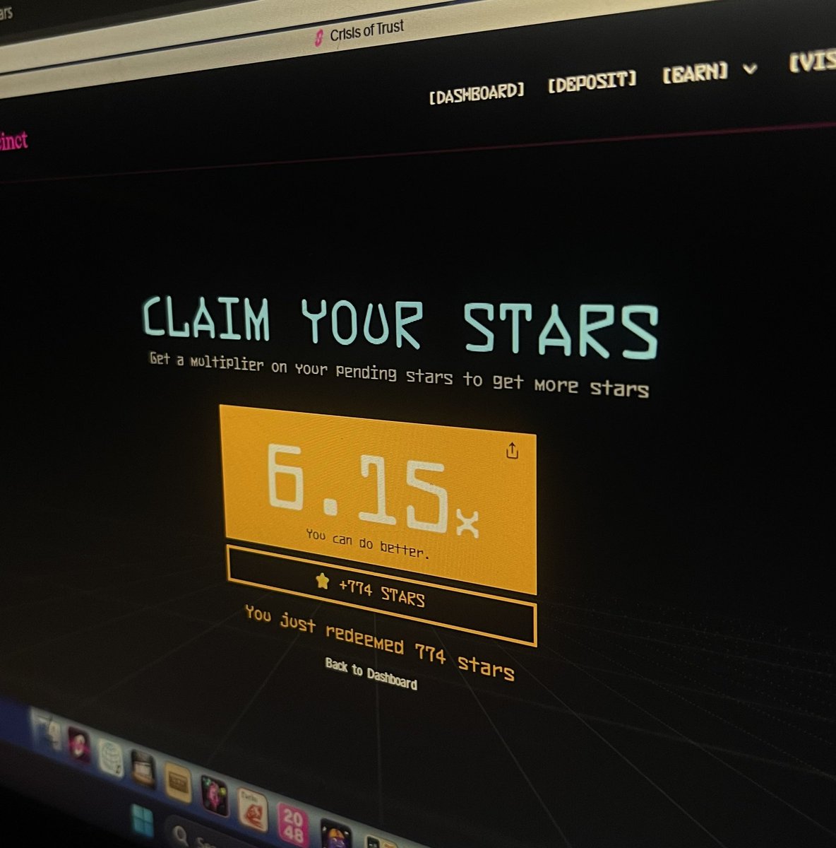 Spent my last 20 credits and hit a x6.85 and x6.15 multiplier in the final week.

Thanks Testnet Crisis of Trust (Stage 1)
for 20 weeks
<a href="/SuccinctLabs/">Succinct</a> 🩷