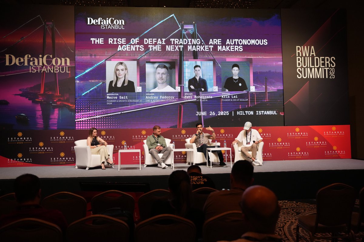 Istanbul Blockchain Week (@istanbulblockwk) on Twitter photo A standout moment from @DefaiCon at #IBW2025:
Andrey Fedorov (<a href="/ston_fi/">STON.fi</a>), <a href="/zabimx/">Zabi | Bluefin</a> (<a href="/bluefinapp/">Bluefin</a>), and <a href="/djchrisssssss/">kriss.sui 🇹🇼</a> (<a href="/Scallop_io/">Scallop</a>) explored The Rise of DeFAI Trading: Are Autonomous Agents the Next Market Makers?
Expertly moderated by Merve Sait (<a href="/mesmes__/">MES</a>).
DeFi + AI is not A standout moment from @DefaiCon at #IBW2025:
Andrey Fedorov (<a href="/ston_fi/">STON.fi</a>), <a href="/zabimx/">Zabi | Bluefin</a> (<a href="/bluefinapp/">Bluefin</a>), and <a href="/djchrisssssss/">kriss.sui 🇹🇼</a> (<a href="/Scallop_io/">Scallop</a>) explored The Rise of DeFAI Trading: Are Autonomous Agents the Next Market Makers?
Expertly moderated by Merve Sait (<a href="/mesmes__/">MES</a>).
DeFi + AI is not