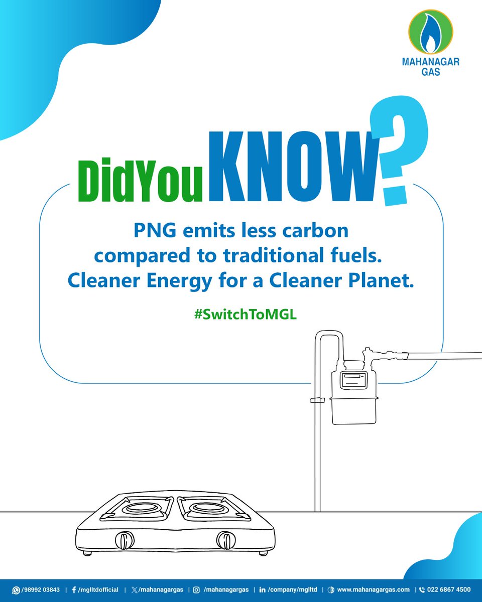 mahanagargas's tweet image. Cooking shouldn’t come at the planet’s cost.
PNG is a cleaner fuel that lowers your carbon footprint with every meal!
#CookWithMGL #SustainableLiving #CleanFuture