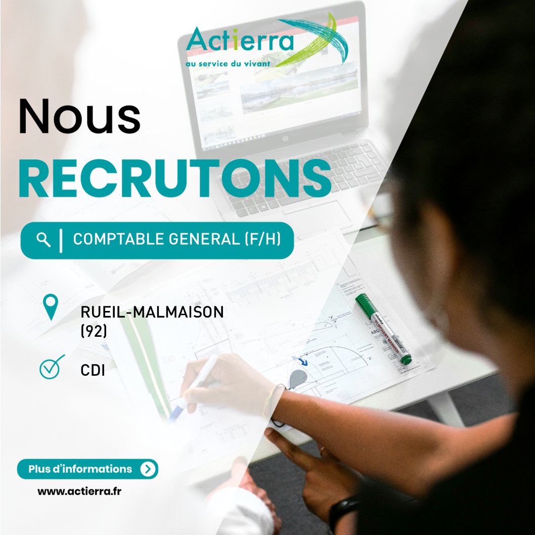 Notre filiale Actierra recrute un comptable général (F/H).
Le poste est basé à Rueil-Malmaison (92- RER A)

Le poste vous intéresse, cliquez sur le lien smrtr.io/s2q36

#MonMétierADeLImpact