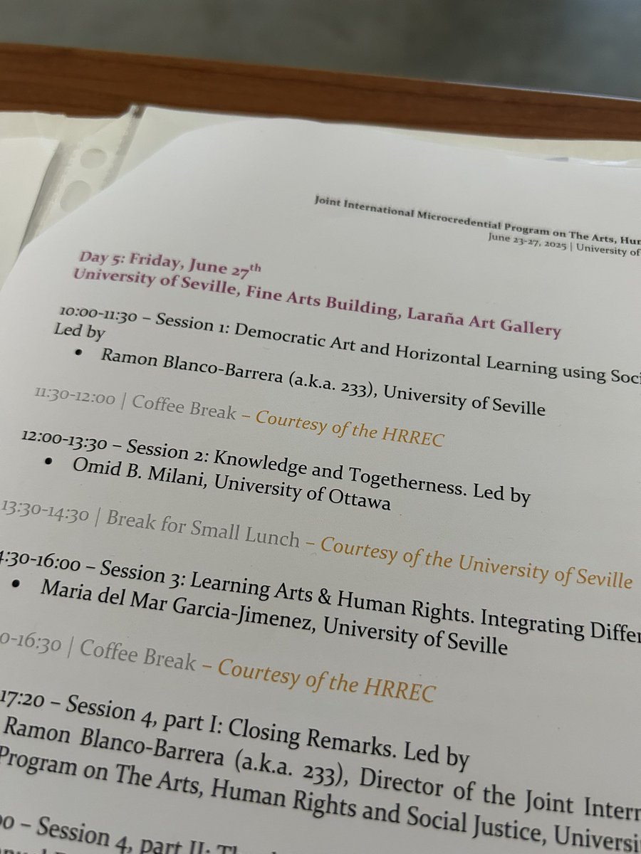 Last day of the Joint Microcredential on Arts and Human Rights. Mix feelings given the quality of contributions we have seeing during the week!