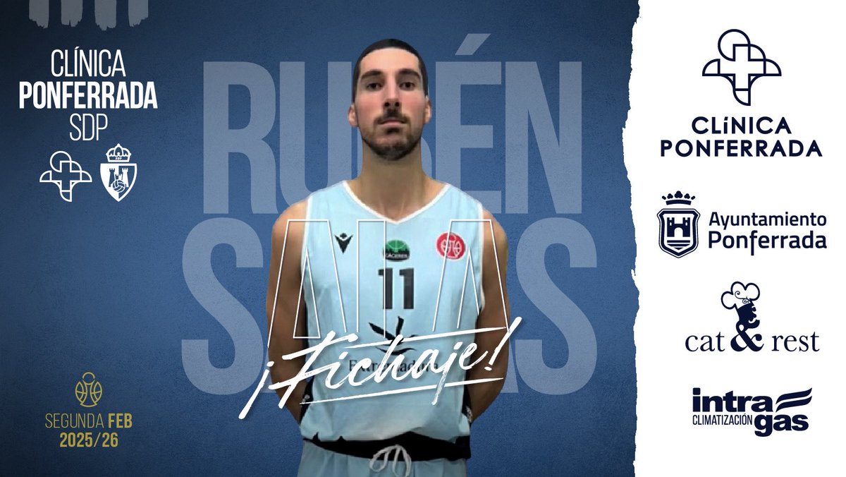 🚨 OFICIAL | Rubén Salas, nuevo jugador del Clínica Ponferrada SDP para la temporada 2025/2026

💥 Ala-pívot
📏 2,10m

🏀 El jugador malagueño llega a Ponferrada procedente de <a href="/Caceres_Basket/">CacerEsBasket</a>.

🔗👉 ciudaddeponferrada.com/ruben-salas-an…

🎫 ciudaddeponferrada.com/hazte-socio-25…

#AportaTuGranito #SomosSDP