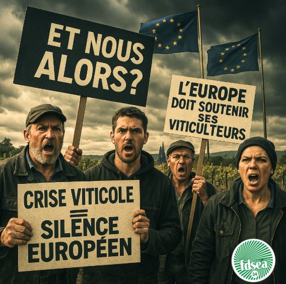 📢 La FDSEA 34 dénonce une provocation de trop !
L’UE débloque 15M€ pour la viticulture sud-africaine…
Pendant ce temps, la filière européenne s’effondre :

❌ Déconsommation❌ Stocks en hausse❌ Aucune aide dans le "paquet vin" !

🇪🇺L’Europe doit soutenir ses viticulteurs !🍇